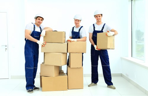 Removal van and moving boxes prepared for a house move in Homerton